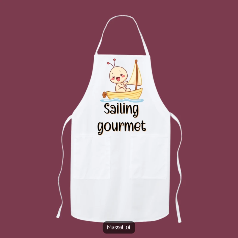 Funny Kawaii Mussel Giggling Sailboat Apron: Cook Up Laughs in the Kitchen
