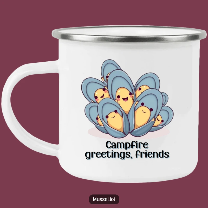 Funny Waving Mussels Camping Mug: Cheerful Waves on Every Adventure Gift