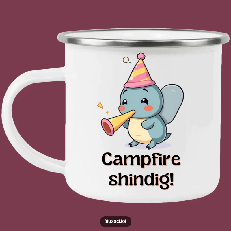 Funny Mussel Party Camping Mug: Durable Festive Cartoon Cup