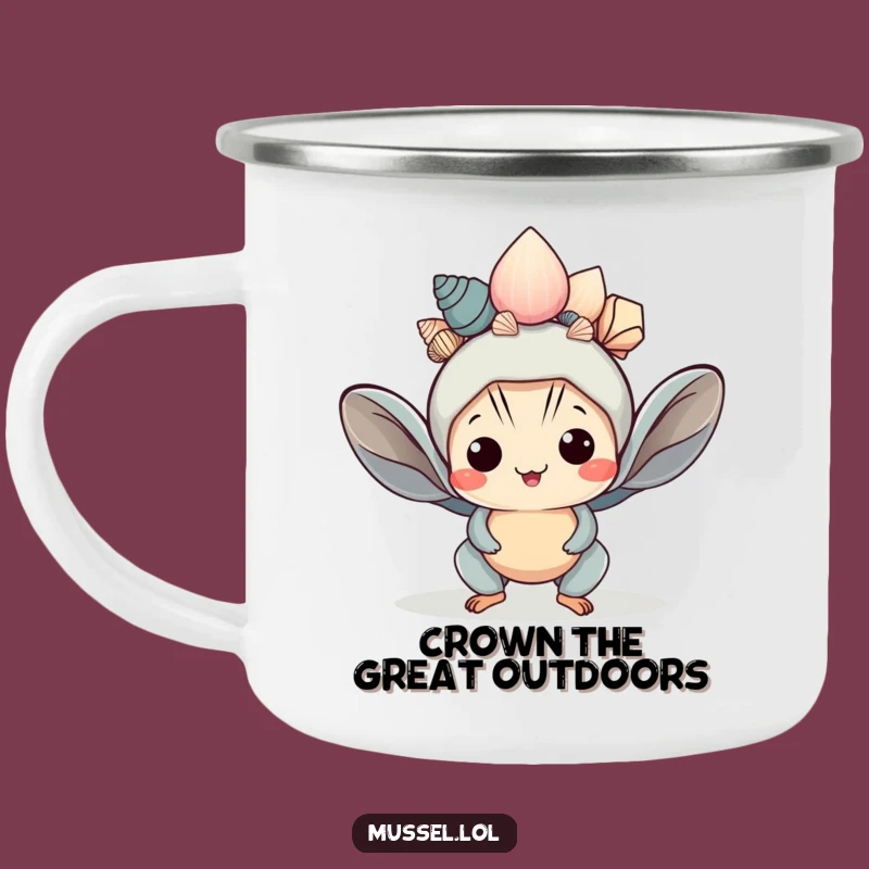Funny Kawaii Mussel Crown Camping Mug A Hilarious Companion for Royal Adventures
