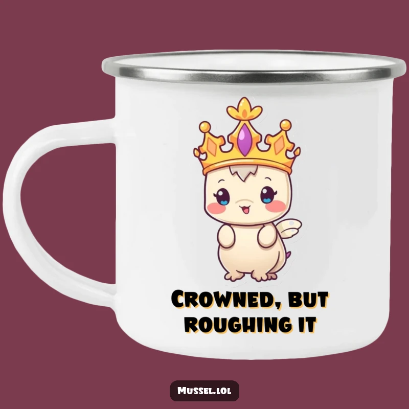 Funny Regal Mussel Enamel Camping Mug - Royal Sips in the Wild