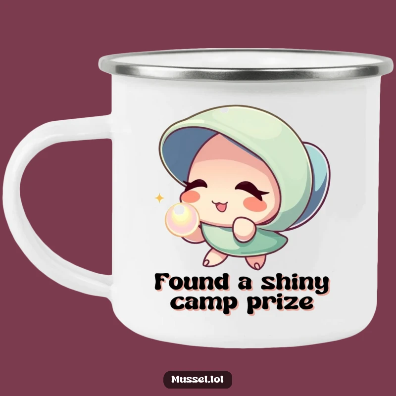 Funny Mussel Pearl Wink Camping Mug - Adventure-Ready Humor, Great Gift
