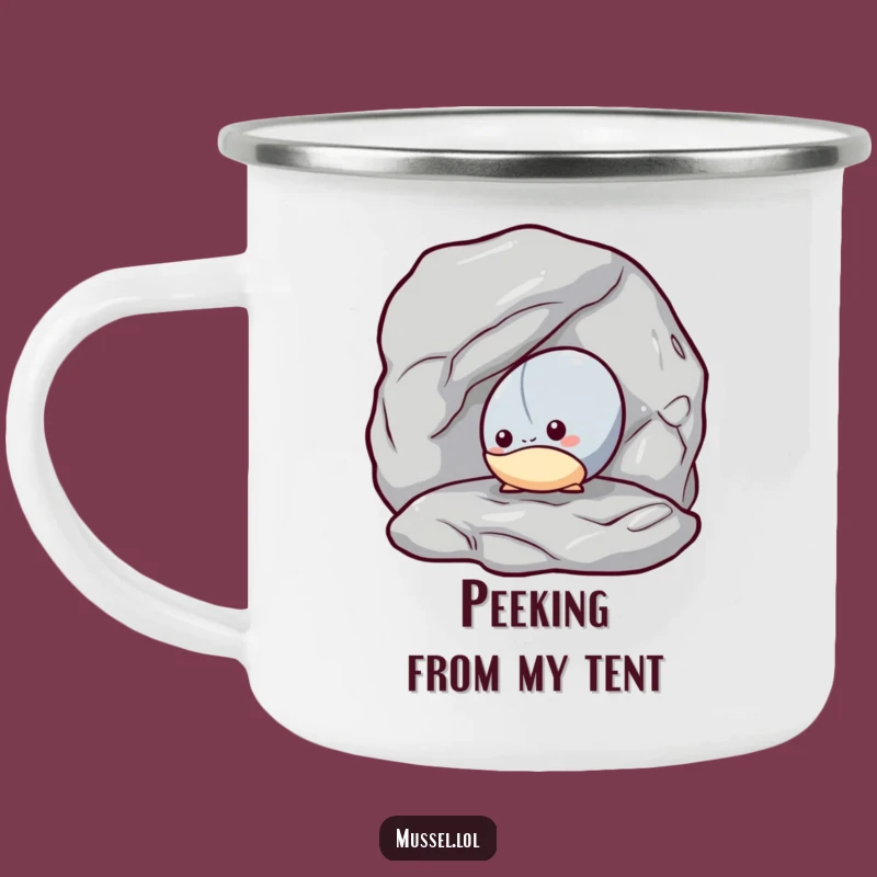 Funny Mussel Camp Mug: Shy Hider, Rugged Humorous Outdoor Gift