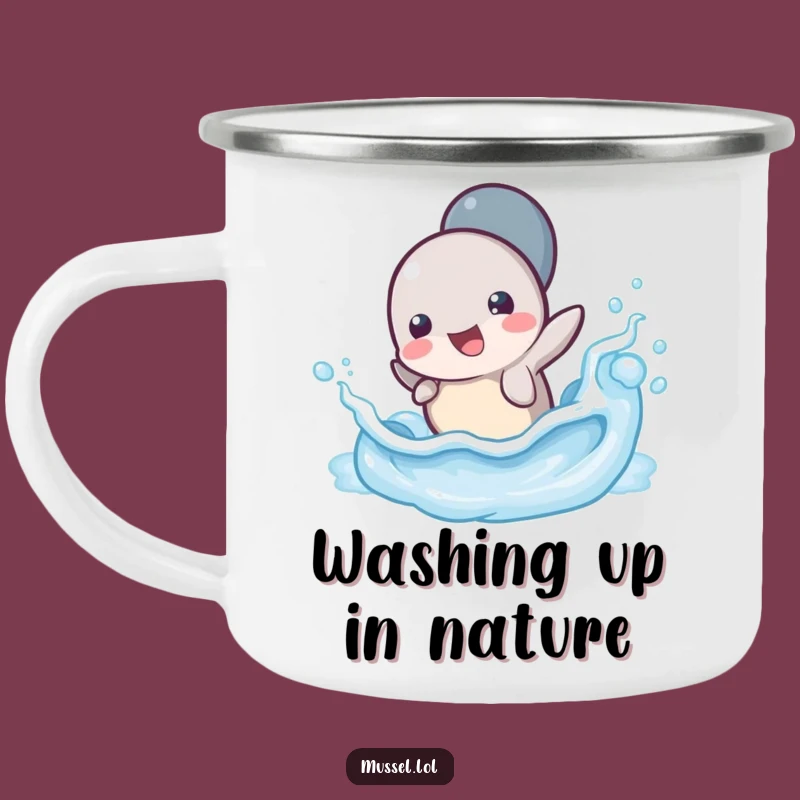 Funny Mussel Wave Splash Camping Mug - Adventure-Ready Fun, Great Gift