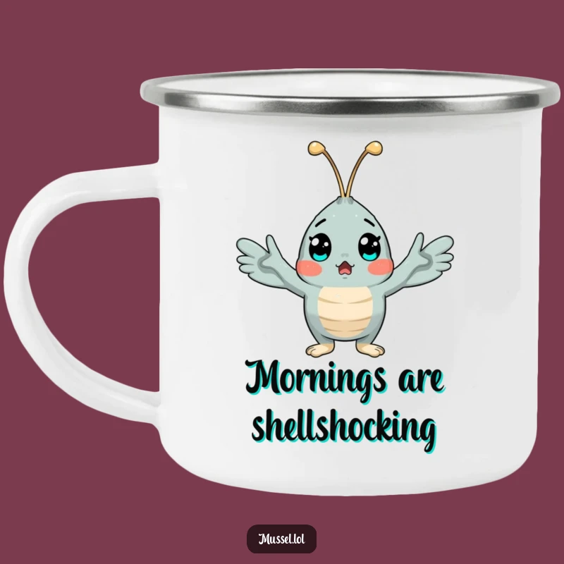Funny Surprised Mussel Camping Mug: Your Go-To for Coffee & Laughs Outdoors