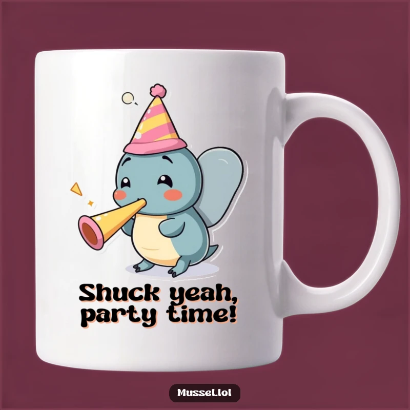 Funny Mussel Party Mug: Festive Cartoon Shell-ebration Gift