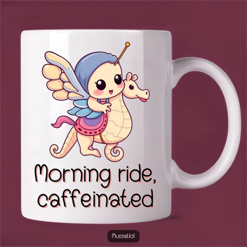 Funny Mussel Seahorse Carousel Mug: A Whimsical Ocean Ride Gift for Smiles