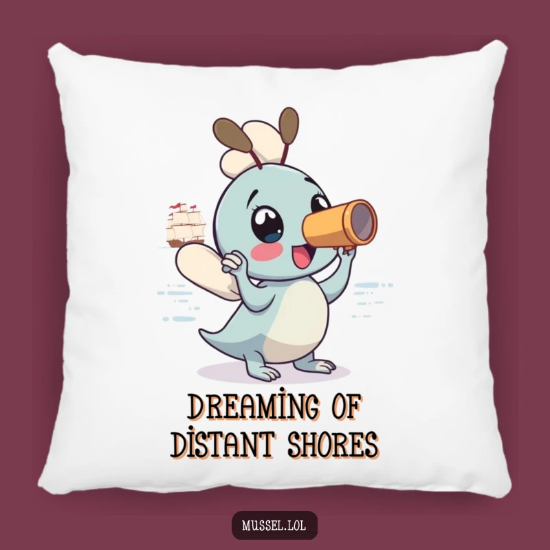 Funny Mussel Spyglass Adventure Pillow: Cozy Comfort with a Nautical Twist