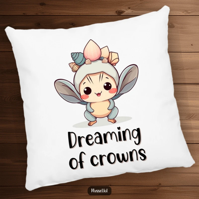 Funny Kawaii Mussel Pillow: A cute mussel character wearing a shell crown makes this a soft, decorative, and humorous pillow.
