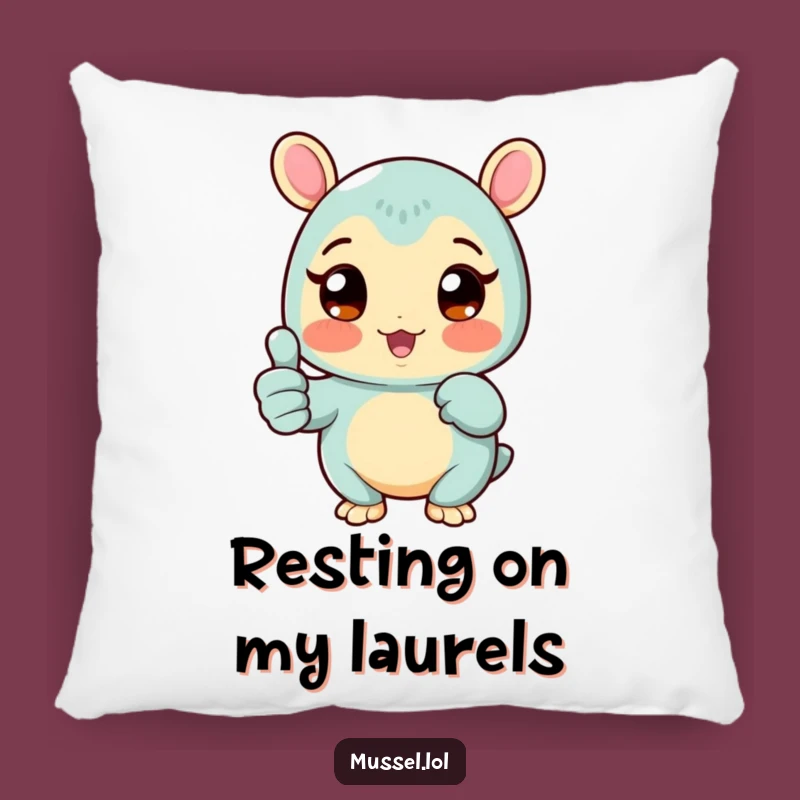 Funny Thumbs Up Mussel Pillow: Cozy & Cheerful Character Accent!