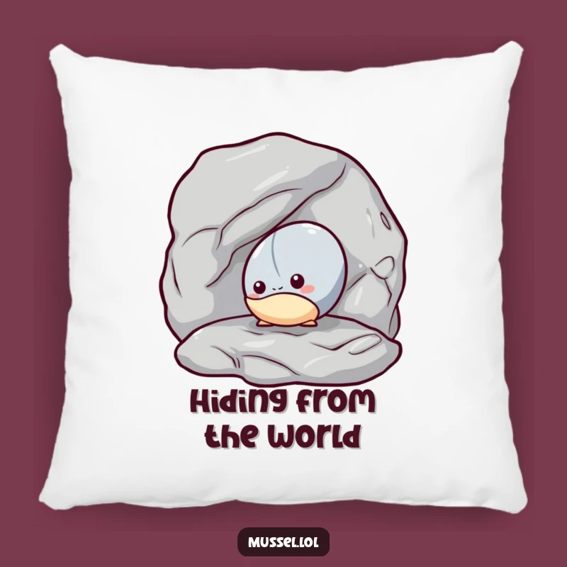 Funny Mussel Comfort Pillow: Shy Character, Cozy Humorous Decor Gift