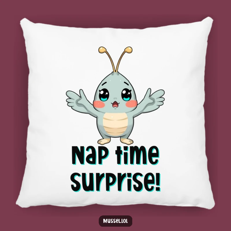 Funny Surprised Mussel Pillow: Add a Comfy Laugh with This Shellfish Accent Pillow