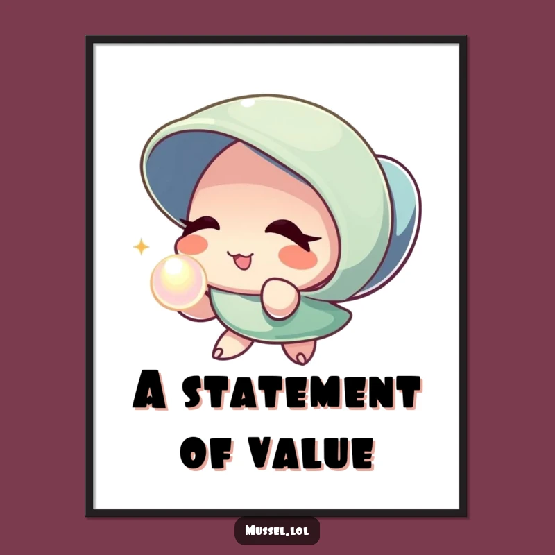 Funny Mussel Pearl Wink Digital Art - Instant Charm, Perfect Gift