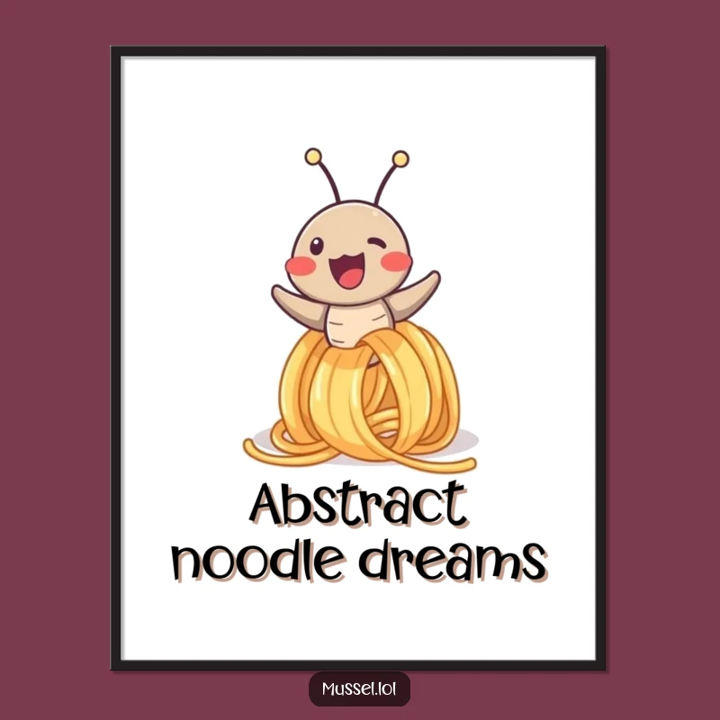 Funny Mussel Spaghetti Slide Digital Art, Joyful Whimsical Print Gift!