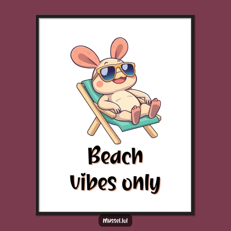 Funny Beach Mussel Digital Art: Cool Sunglasses Character Print!
