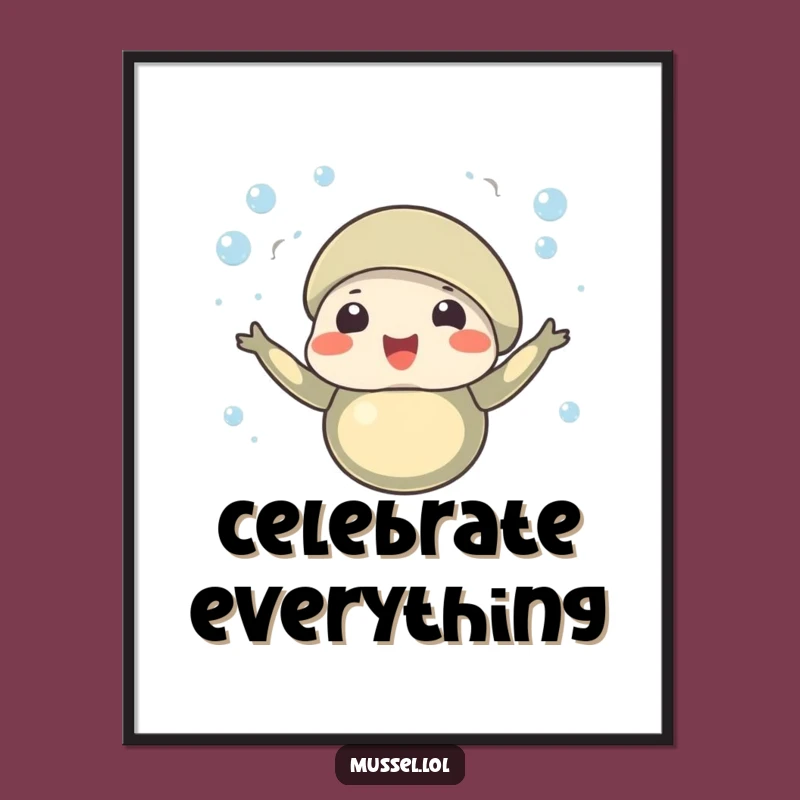 Funny Mussel Digital Art: Bubbles Celebration Decor