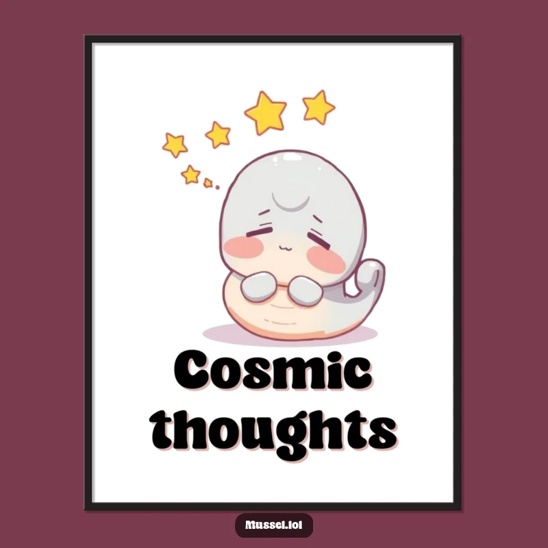 Funny Dreamy Mussel Digital Art Print - Instant Celestial Funny Gift