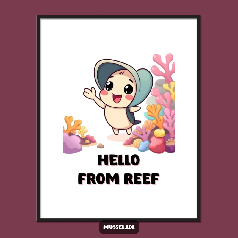 Funny Cheerful Mussel Digital Art Print - Instant Welcome & Funny Gift Decor