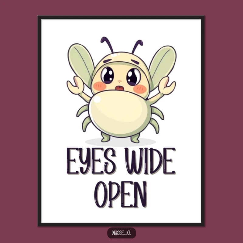 Funny Mussel Digital Art: Surprised Crab Wave Decor