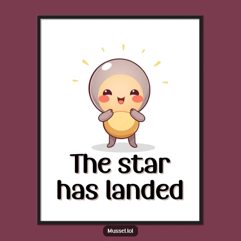 Funny Mussel Drama Art Print: Spotlight Pose, Striking Humorous Decor Gift