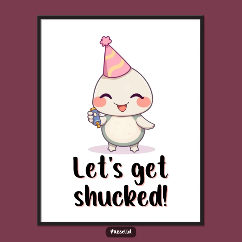 Funny Mussel Party Digital Art: Hilarious Character Print for Instant Fun!