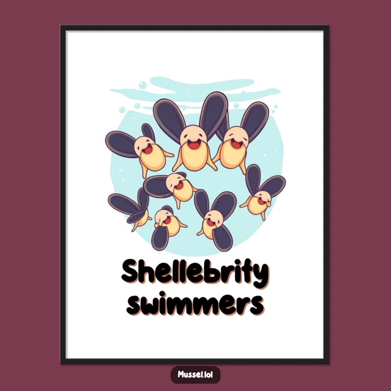 Funny Mussels Synchronized Swimming Digital Art: Underwater Decor for Walls, Amazing Funny Gift!
