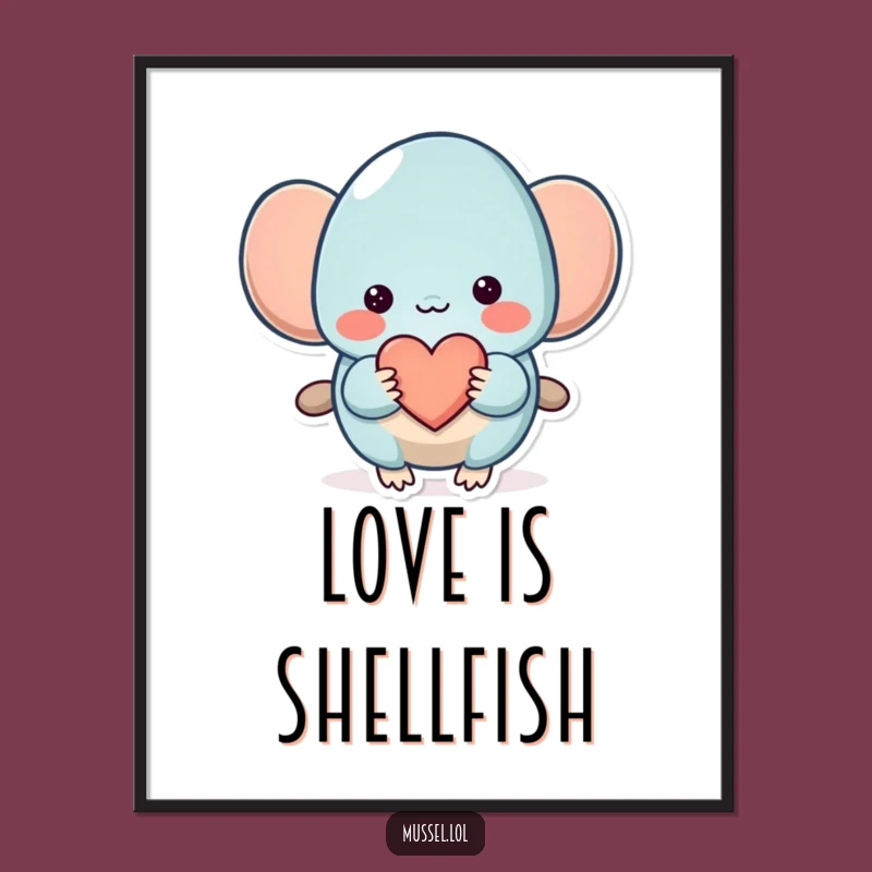 Funny Shy Mussel Heart Digital Art - Instant Sweetness for Your Walls