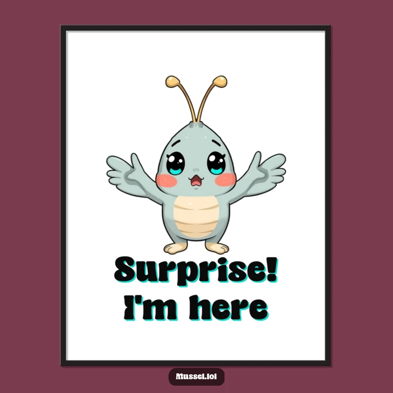 Funny Surprised Mussel Digital Art Print: Instant Humor for Your Walls