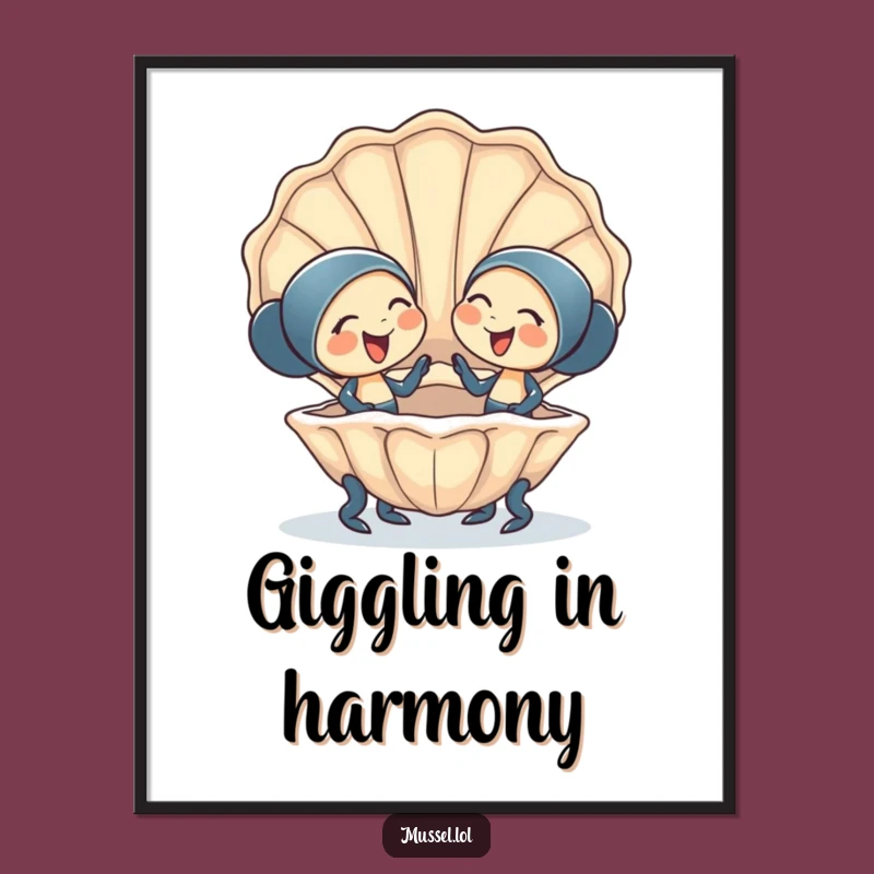 Funny Mussel Friends Digital Art: Giggling Companionship Print for Instant Joy