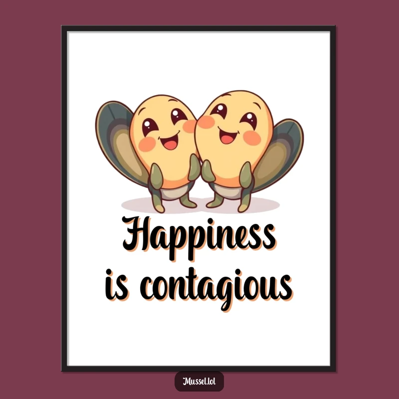 Funny Giggling Mussels Digital Art: Instant Joyful Duo Download Gift