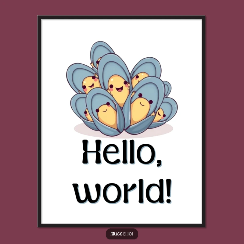 Funny Waving Mussels Digital Art: Instant Cheerful & Happy Download Gift