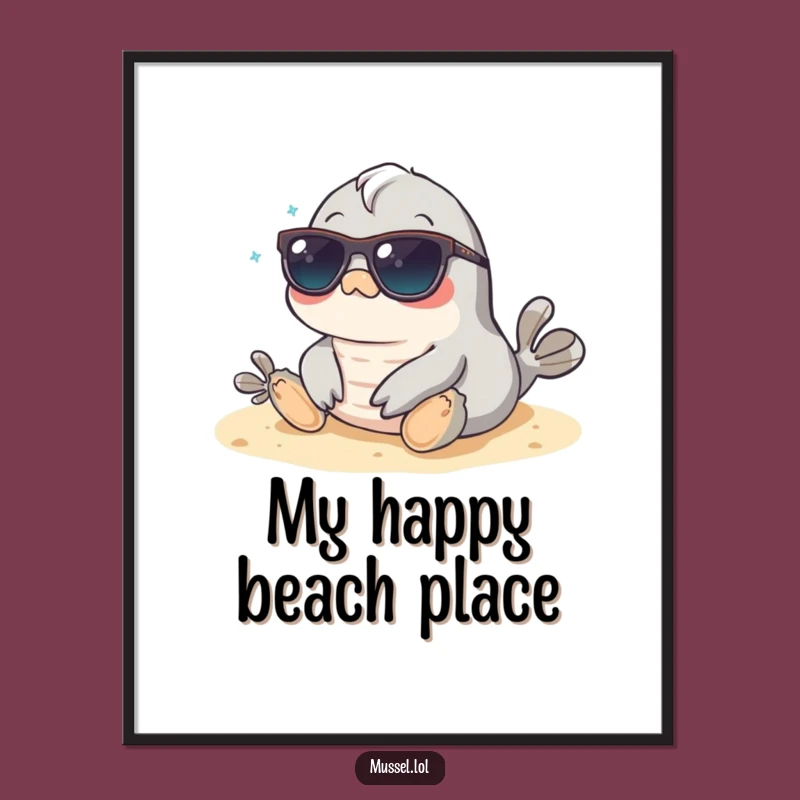 Funny Mussel Beach Sunglasses Digital Art Print: Instant Vacation Vibes