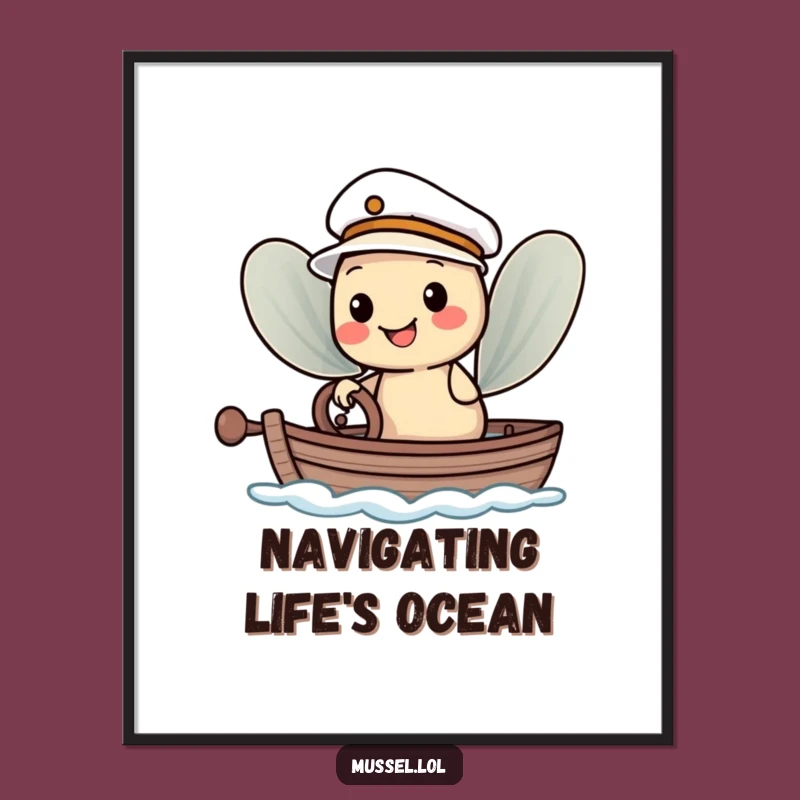 Funny Sailor Mussel Digital Art: Adorable Nautical Print for Instant Coastal Charm