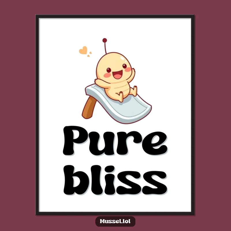 Funny Mussel Slide Digital Art: Joyful Character Sliding Print, Humorous Gift!