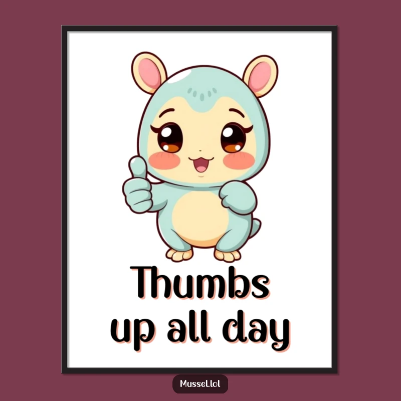 Funny Thumbs Up Mussel Digital Art: Cheerful Character Print!