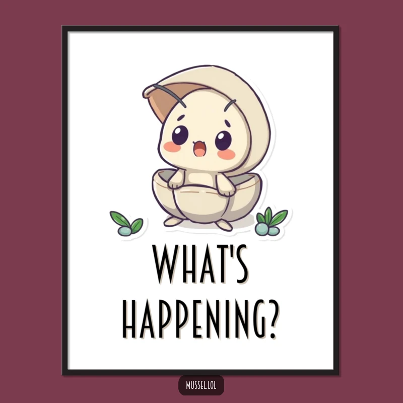 Funny Surprised Mussel Peeking Digital Art - Instant Download for Humorous Decor!