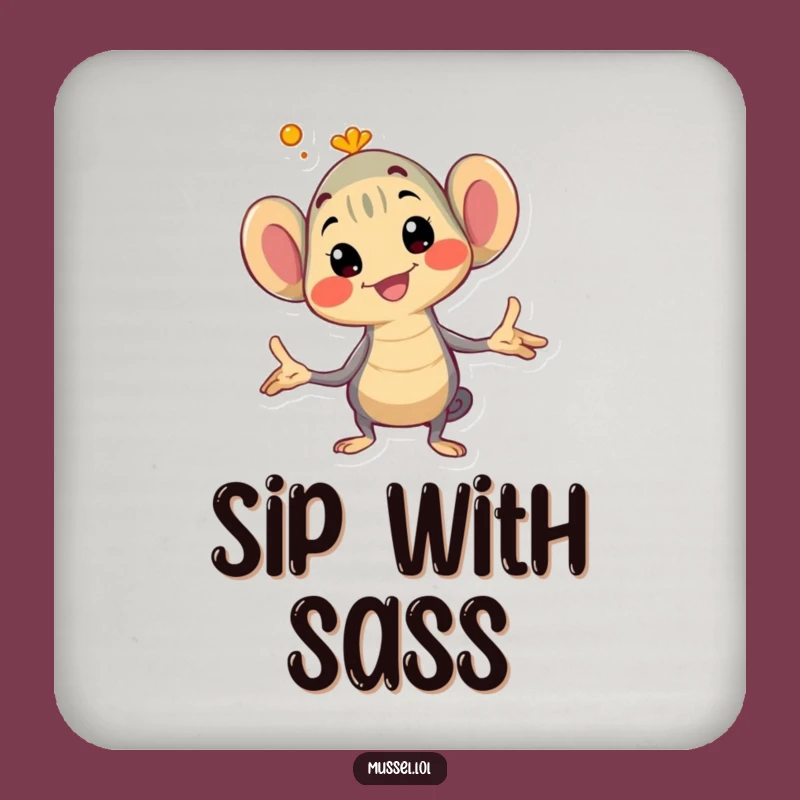 Funny Mussel Pose Drink Coaster: Protect Surface Character Posing, Humorous Gift!