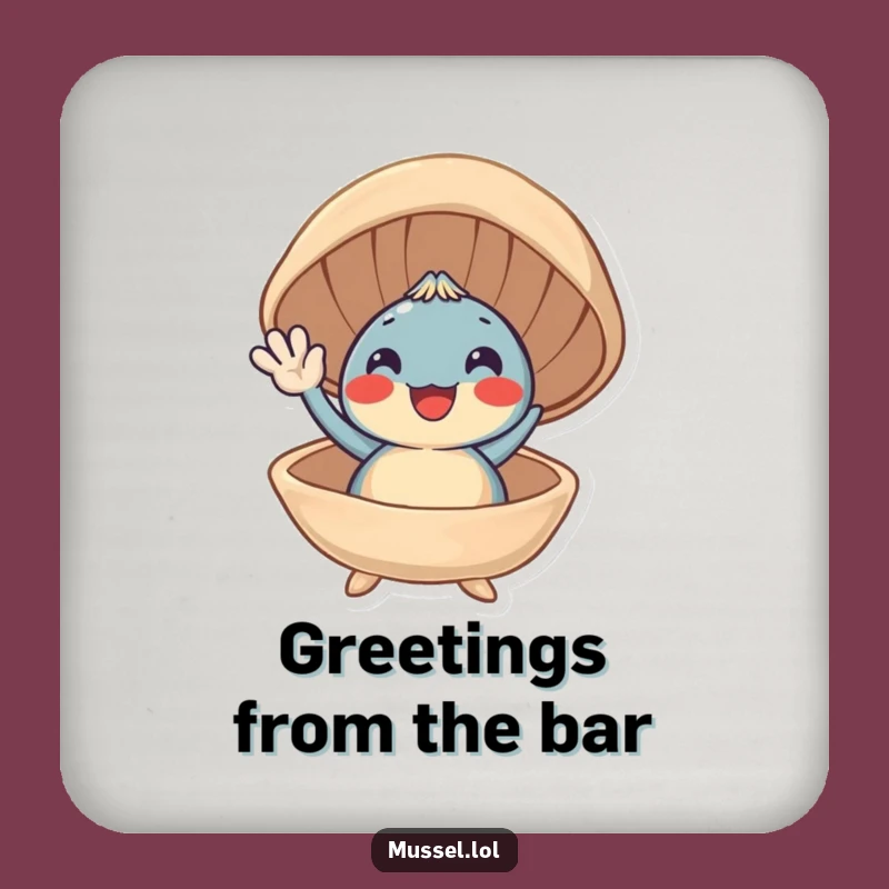Funny Smiling Mussel Coaster: Protect Surfaces with a Wave!