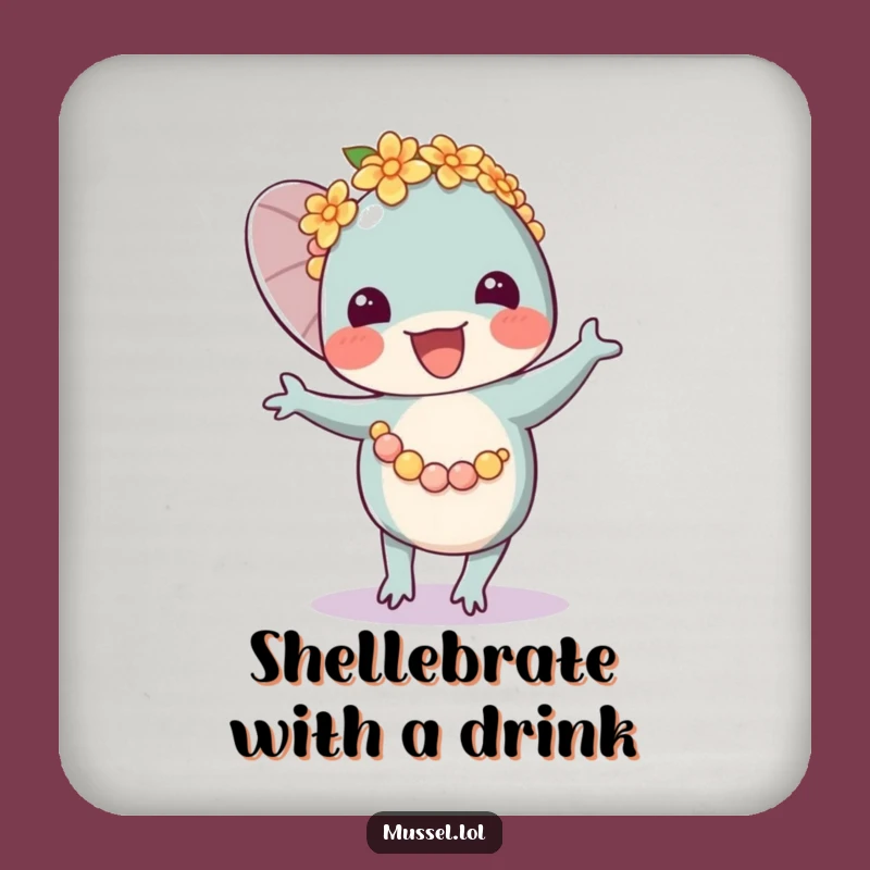 Funny Mussel Lei Dancer Coaster: Protect Surfaces with Joyful, Hilarious Design