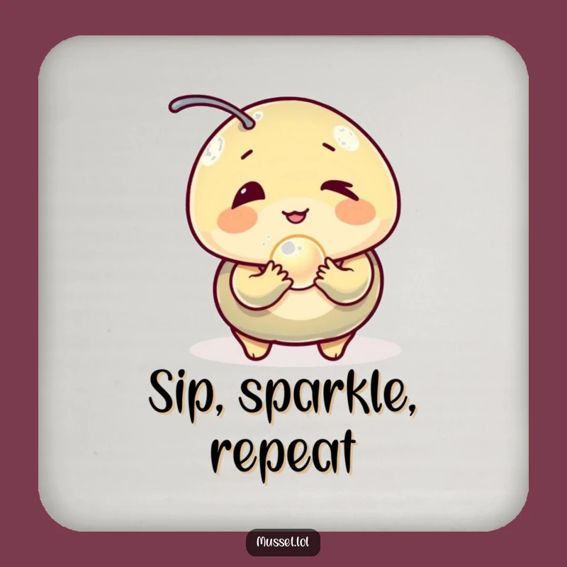 Funny Winking Mussel Pearl Drink Coaster - Protect Surfaces with Style and Humor