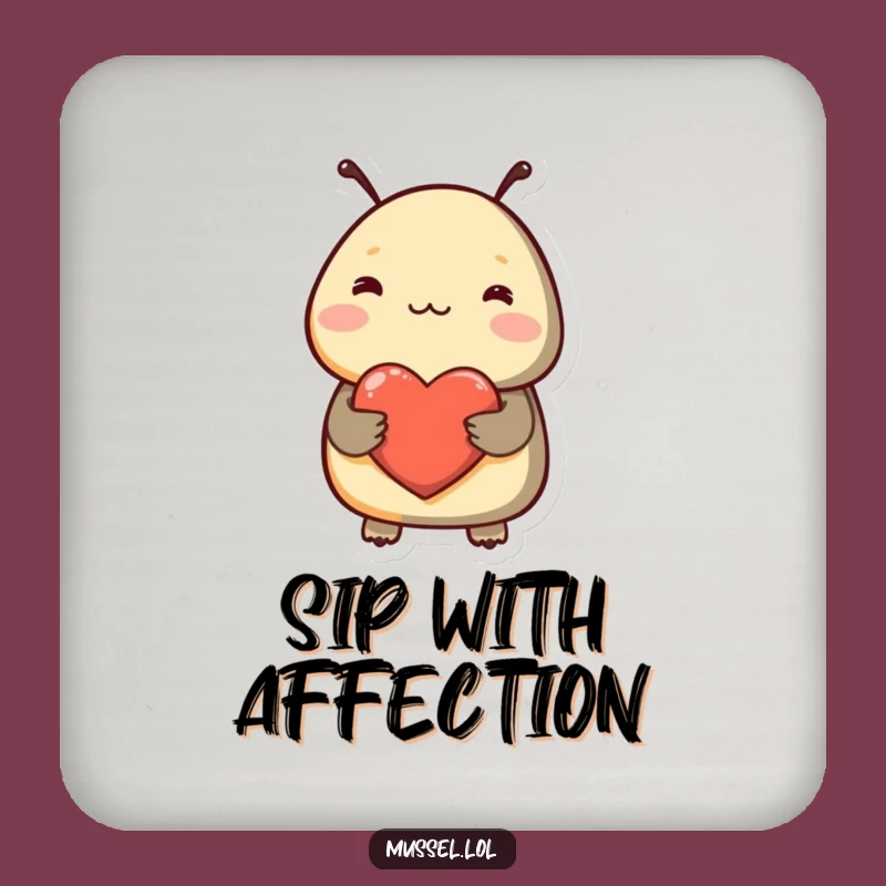 Funny Shy Mussel Heart Coaster - Protect Surfaces with Sweet Style!