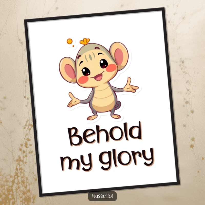 Funny mussel poster artwork of a character striking a wild, exaggerated pose with dramatic flair and comedic energy.