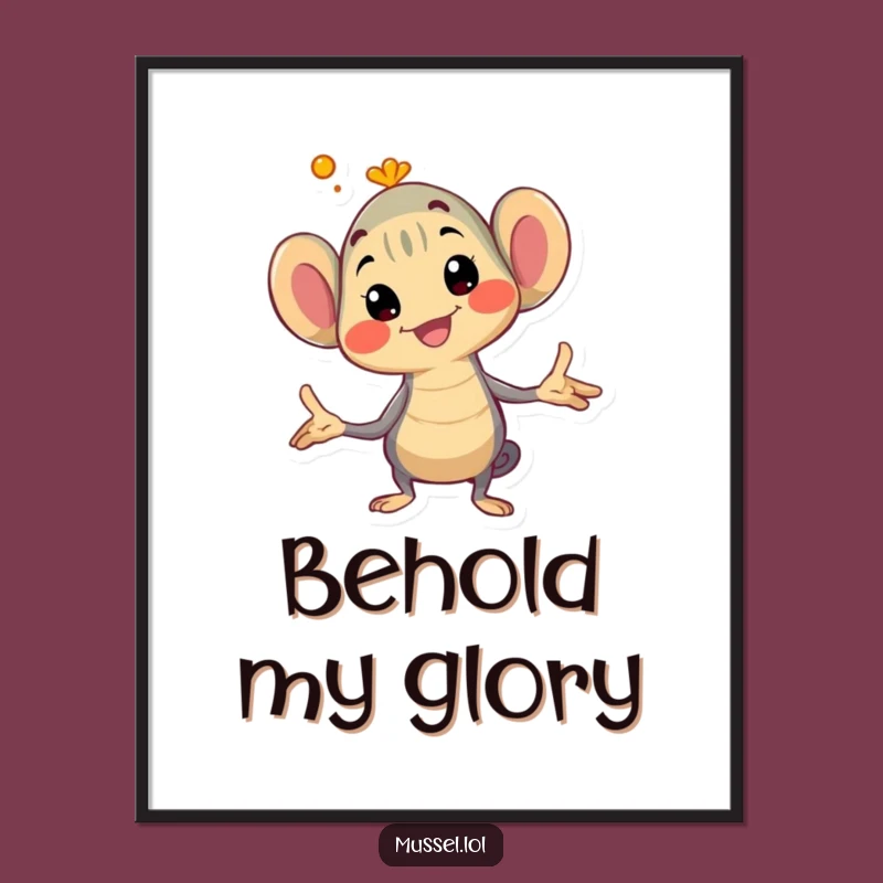 Funny Mussel Pose Poster: Exaggerated Character Art, Humorous Wall Decor Gift!