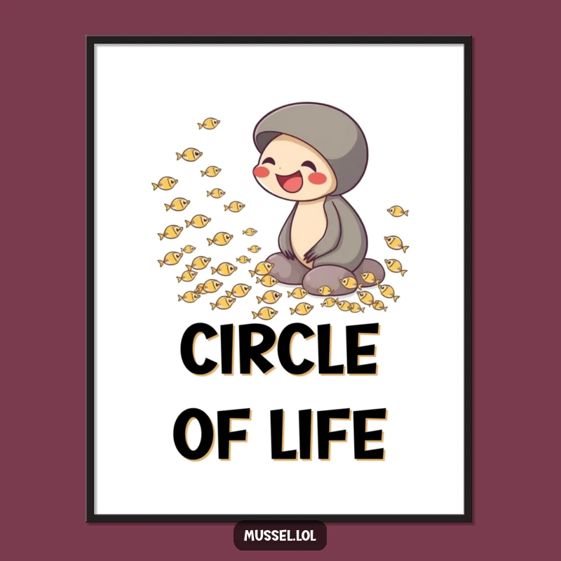 Funny Laughing Mussel Poster - Whimsical Art & Hilarious Funny Gift