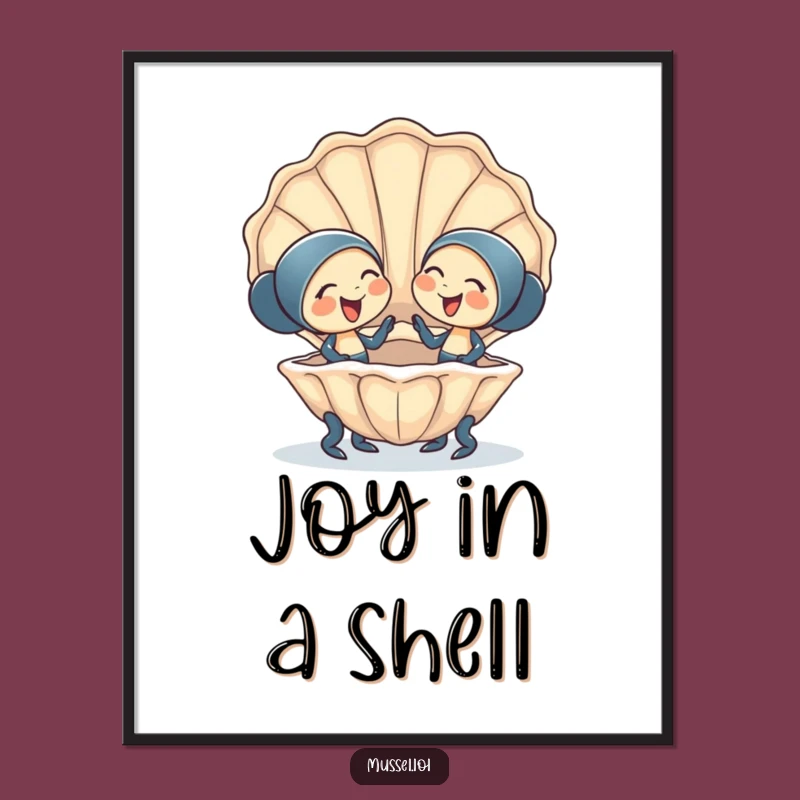 Funny Mussel Friends Poster: Giggling Companionship Art for Joyful Walls