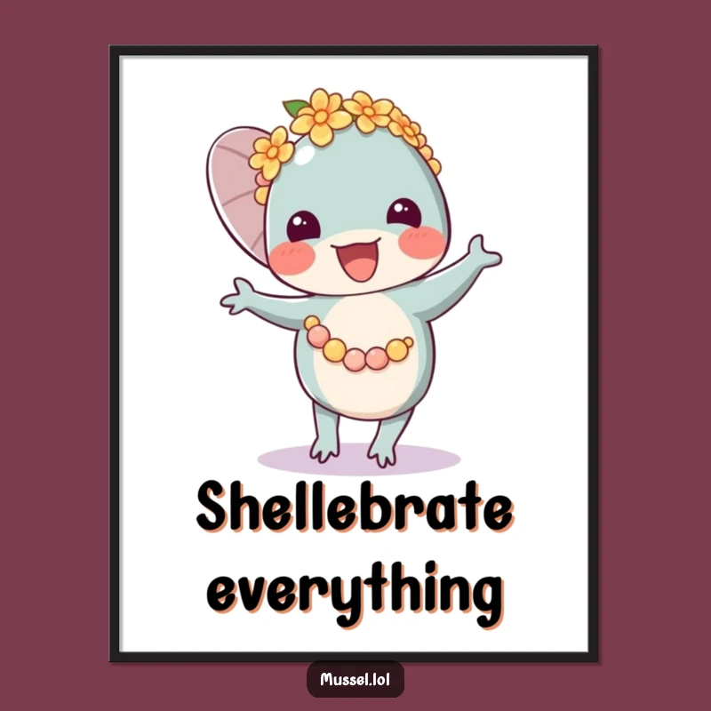 Funny Mussel Lei Dancer Poster: Vibrant Wall Art, Hilarious & Joyful Funny Gift