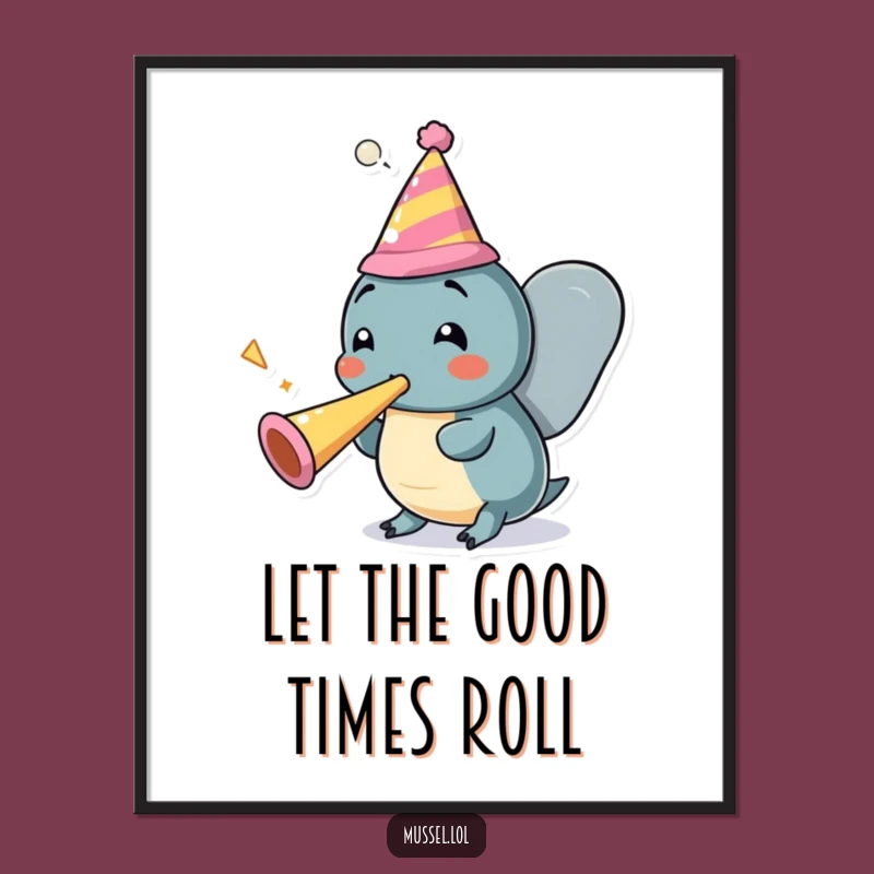 Funny Mussel Party Poster: Festive Cartoon Art for Celebrations