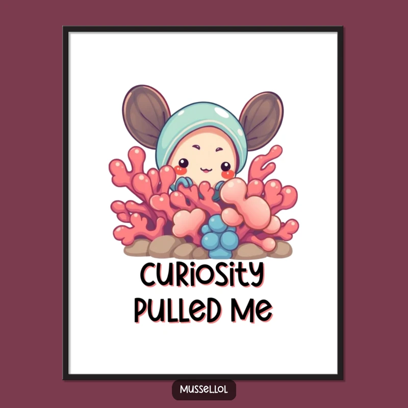 Funny Peek-a-Boo Mussel Poster: Curious Ocean Character Art