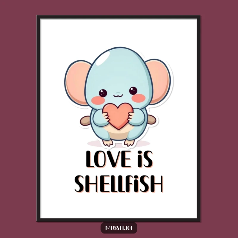 Funny Shy Mussel Heart Poster - Adorable Wall Art for a Loving Touch
