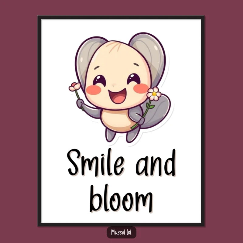 Funny Smiling Mussel Flower Poster: Spread Cheer on Your Walls, Great Funny Gift!